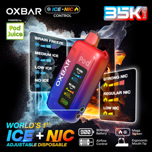 OXBAR X POD JUICE ICE-NIC CONTROL 35000 PUFFS DISPOSABLE VAPE 5CT/DISPLAY